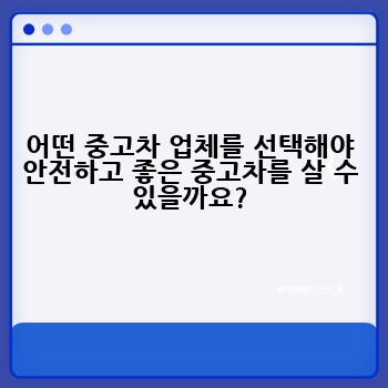 어떤 중고차 업체를 선택해야 안전하고 좋은 중고차를 살 수 있을까요?