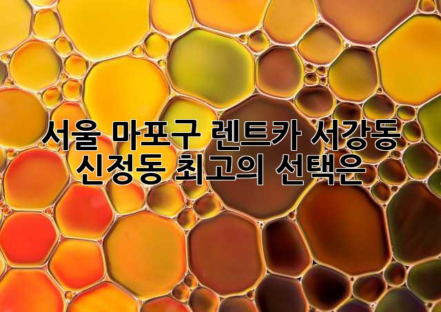 서울 마포구 렌트카: 서강동, 신정동 최고의 선택은?