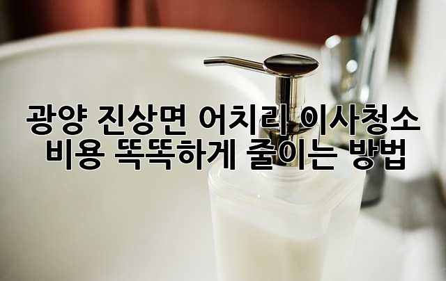 광양 진상면 어치리 이사청소, 비용 똑똑하게 줄이는 방법!