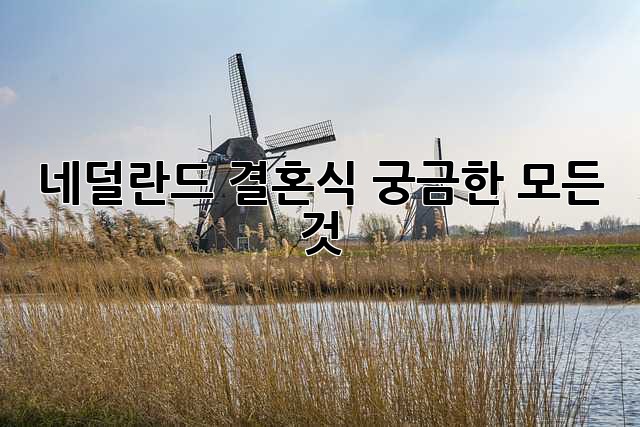 네덜란드 결혼식, 궁금한 모든 것!